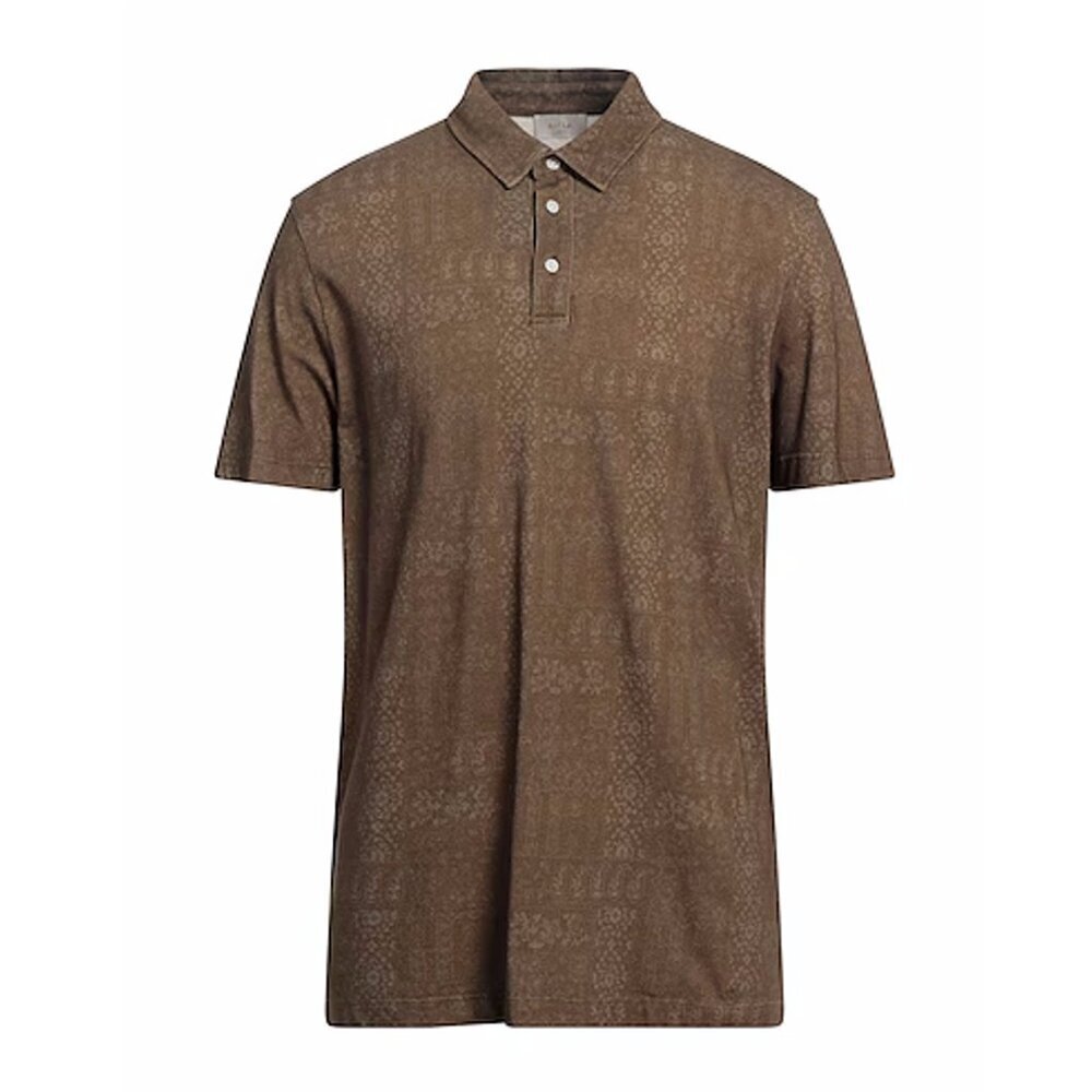 NWT New Altea Paisley Khaki Cotton Polo Shirt Made In Italy Size L